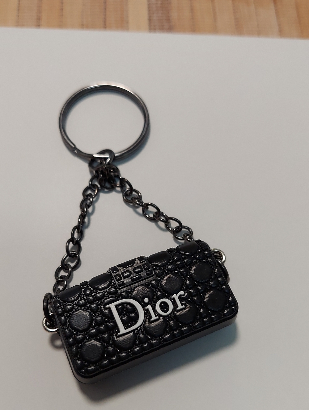 New Keychain‎, Luxury Mini Bag Charm, Black, White Logo Monogram